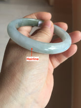 Load image into Gallery viewer, 56.8mm Certified 100% natural Type A icy watery oily dark green/gray(淡油青) jadeite jade bangle PB174-0353