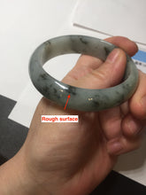 Load image into Gallery viewer, 54.5mm certified 100% natural icy watery light green with dark green flying flowers jadeite jade bangle S90-7079