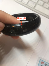 Load image into Gallery viewer, 60mm 100% Natural dark green/black meteorite Stellar Night sky broad style nephrite Jade bangle HF115-1247