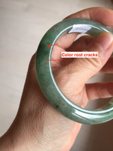 Load image into Gallery viewer, 57.2mm certified Type A 100% Natural icy watery dark green gray Jadeite Jade bangle PC15-0368