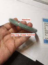 Load image into Gallery viewer, 55.3mm certified 100% natural Type A light green purple with green floating flowers round cut jadeite jade bangle BS110-2523