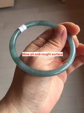 Load image into Gallery viewer, 59.2mm Certified Type A 100% Natural icy watery deep sea dark green/purple/blue/gray/black slim round cut Guatemala Jadeite bangle AU75-3792
