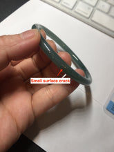 Load image into Gallery viewer, 56.9mm Certified Type A 100% Natural icy watery deep sea dark green/blue/gray/black slim round cut Guatemala Jadeite bangle AU60-7067