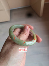 Load image into Gallery viewer, 49.5mm Certified Type A 100% Natural yellow/gray/green Jadeite Jade bangle AF80-5002