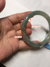 Load image into Gallery viewer, 55.4mm Certified type A 100% Natural  light green gray round cut Jadeite bangle PD36-9589