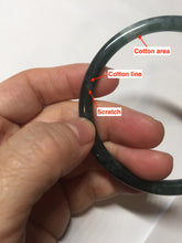 Load image into Gallery viewer, 58.2mm Certified Type A 100% Natural dark green/blue/gray with flying snow Guatemala slim round cut Jadeite bangle PD61-3385