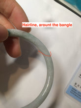 Load image into Gallery viewer, 56.8mm certified Type A 100% Natural green/white slim round cut Jadeite Jade bangle M84-0142