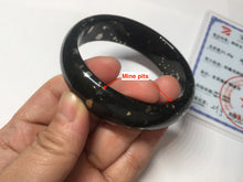 Load image into Gallery viewer, 59mm 100% Natural dark green/black meteorite Stellar Night sky nephrite Jade bangle HF94-1030