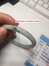 Load image into Gallery viewer, 57mm certified 100% natural type A light green/purple/yellow(FU LU SHOU) with green fly flowers round cut jadeite jade bangle BN54-3124