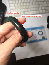 Load image into Gallery viewer, 55.5mm Certified Type A 100% Natural oily dark green(老油青)/gray Jadeite bangle BG230-0389