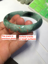 Load image into Gallery viewer, 55.5mm certified 100% natural Type A dark green/sunny green  jadeite jade bangle AX5-2839