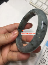 Load image into Gallery viewer, 55mm Certified Type A 100% Natural dark green purple with floating flowers Jadeite bangle PD134-6287