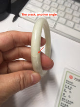 Load image into Gallery viewer, 58.5mm Certified 100% Natural white beige round cut nephrite Jade bangle HHE103-0942