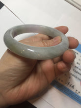 Load image into Gallery viewer, 60.5mm Certified Type A 100% Natural icy watery green/purple chubby Jadeite Jade bangle E146-9537