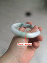 Load image into Gallery viewer, 60.6mm certified 100% Natural green/white with green floating flowers Jadeite Jade bangle AZ36-4373