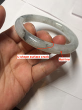 Load image into Gallery viewer, 58.2mm certified Type A 100% Natural icy light green white with green floating flowers round cut Jadeite Jade bangle BS63-7349