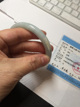 Load image into Gallery viewer, 56.4mm certified 100% natural Type A light green white round cut jadeite jade bangle BS4-9557