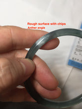 Load image into Gallery viewer, 61mm Certified Type A 100% Natural dark green/blue/gray Guatemala slim round cut Jadeite bangle PD175-2496