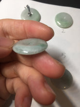 Load image into Gallery viewer, 23.5-27.7mm 100% Natural apple green/white jadeite Jade Safety Guardian Button(donut) Pendant group BK112