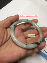 Load image into Gallery viewer, 57mm certified 100% natural Type A light green with dark green floating flowers round cut jadeite jade bangle AA7-3882