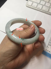 Load image into Gallery viewer, 54.6mm Certified Type A 100% Natural white/light green with grenn floating flowers Jadeite Jade bangle E154-2437