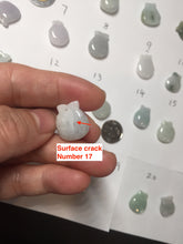 Load image into Gallery viewer, 100% Natural  light green/white/purple Jadeite Jade money bag bead pendant group F153