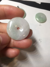 Load image into Gallery viewer, 23.5-27.7mm 100% Natural apple green/white jadeite Jade Safety Guardian Button(donut) Pendant group BK112