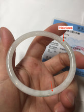 Load image into Gallery viewer, 56mm 100% natural Type A light green white slim round cut jadeite jade bangle AD107-8108