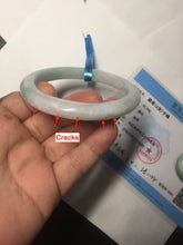 Load image into Gallery viewer, 56.5mm certified 100% natural type A white/light green white purple jadeite jade bangle AH96-0543