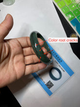 Load image into Gallery viewer, 57.5mm certified type A 100% Natural icy watery dark green/black Jadeite jade bangle AM71-1090
