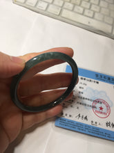 Load image into Gallery viewer, 54.5mm Certified Type A 100% Natural dark green/blue/gray Guatemala slim round cut Jadeite bangle PD180-2494