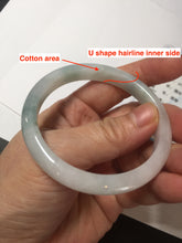Load image into Gallery viewer, 52.5mm certified natural 100% natural Type A light green/white slim jadeite jade bangle BS91-6677