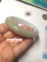 Load image into Gallery viewer, 55.9mm Certified Type A 100% Natural white/green/yellow early spring morning color Jadeite Jade bangle A105-5066