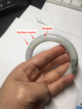 Load image into Gallery viewer, 60mm certified 100% natural light green/white/purple chubby round cut jadeite jade bangle BS40-8569