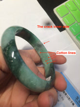 Load image into Gallery viewer, 55.5mm certified 100% natural Type A dark green/sunny green  jadeite jade bangle AX5-2839