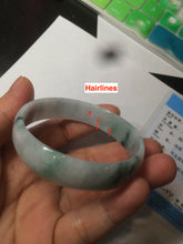 Load image into Gallery viewer, 52.5mm certified type A 100% Natural green/white with green floating flowers jadeite jade bangle AT94-0777