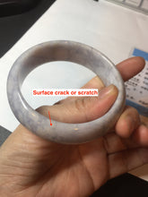 Load image into Gallery viewer, 59mm Certified Type A 100% Natural light purple white chubby broad style Jadeite Jade bangle BM98-4481