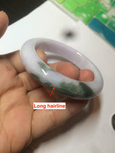 Load image into Gallery viewer, 53.3mm Certified 100% natural Type A olive green/white/purple jadeite jade bangle AZ24-5202