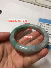 Load image into Gallery viewer, 57mm Certified Type A 100% Natural sunny green/gray/black chubby Jadeite bangle PB242-9546