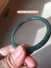 Load image into Gallery viewer, 54mm Certified Type A 100% Natural dark green/blue/gray with Guatemala slim round cut Jadeite bangle BG199-8829