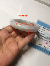 Load image into Gallery viewer, 51.9mm certified Type A 100% Natural light purple with green floating flowers Jadeite Jade bangle AU10-1263