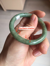 Load image into Gallery viewer, 50.5mm certificated Type A 100% Natural dark green/gray round cut oval Jadeite Jade bangle D157-5372