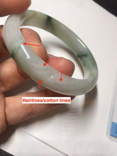 Load image into Gallery viewer, 53.9mm certified natural 100% natural Type A light green/white with green floating flowers jadeite jade bangle BP20-4999