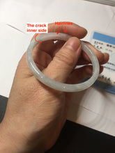 Load image into Gallery viewer, 52mm certified 100% natural icy watery Type A light green/purple slim jadeite jade bangle BS71-5472