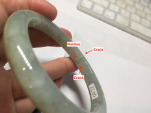 Load image into Gallery viewer, 54.9mm 100% Natural type A dark green yellow carved flowers and golden-painted Jadeite Jade bangle PD97-0277