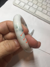 Load image into Gallery viewer, 59.4mm Certificated Type A 100% Natural White purple with green floating flowers Jadeite Jade bangle G110-1-9523