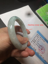 Load image into Gallery viewer, 57mm Certified 100% natural Type A light green/white  jadeite jade bangle BH48-6419
