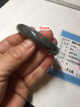 Load image into Gallery viewer, 49mm certified Type A 100% Natural icy watery yellow black(WuJi) oval Jadeite Jade bangle BM115-2675