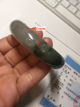 Load image into Gallery viewer, 53.7mm certificated Type A 100% Natural dark green gray black Jadeite Jade bangle S87-7052