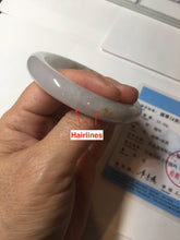 Load image into Gallery viewer, 57.5mm Certified Type A 100% Natural icy watery white purple black brown seaweeds and golden sand Jadeite Jade bangle H161-7033